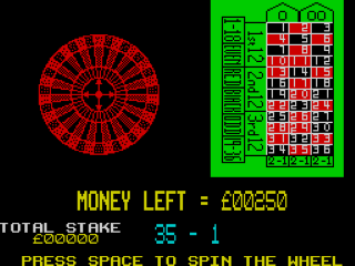 Las Vegas Casino screenshot 2 for ZX Spectrum